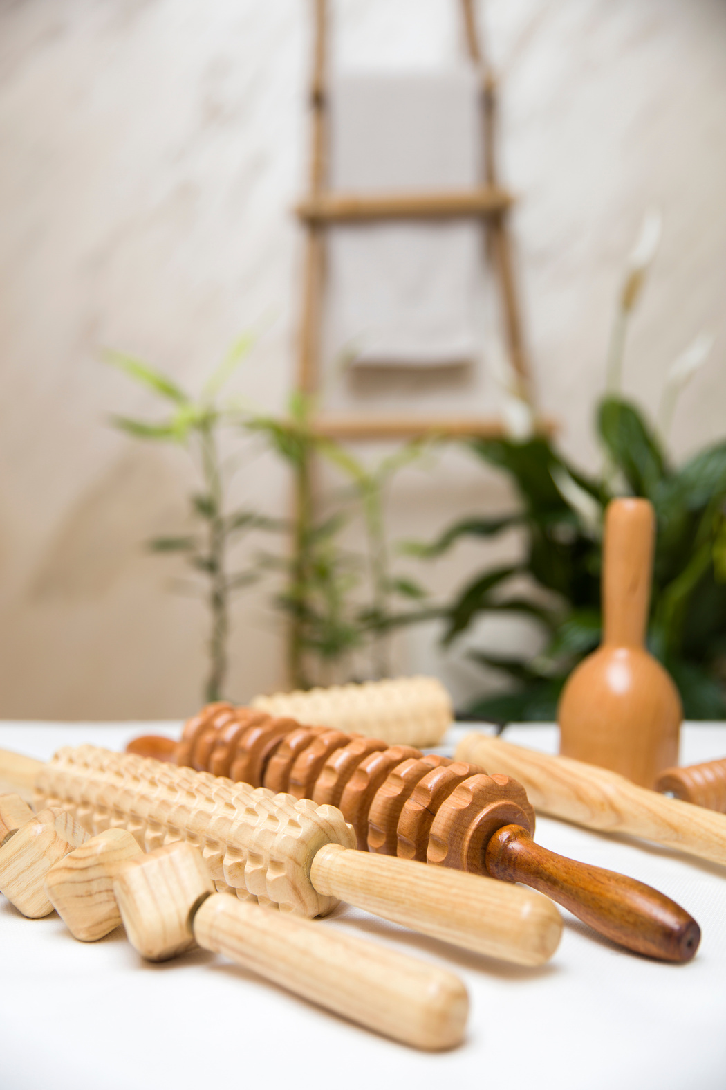 Wooden equipment for anti-cellulite maderotherapy massage